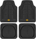 CAT® ToughRide™ Heavy-Duty 4 Piece Black Floor Mats for Cars - Trim to Fit All-Weather Rubber Car Mats Full Set - Truck Mats & Cars Floor Mats - Interior Accessories for SUVs & Car Rug Protection