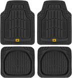 CAT PU Leather Seat Covers for Cars – (2) Front Seat Covers with (4) All-Weather Heavy-Duty Floor Mats for Trucks, Cars, & SU