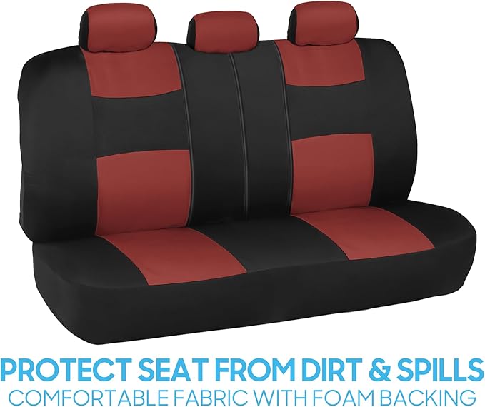 BDK PolyPro Car Seat Covers Full Set in Terracotta on Black, Front and Rear Split Bench Seat Covers for Cars, Easy to Install