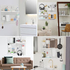 16pcs Pegboard sets, Plastic White Peg board Wall Organizer Kits,4pcs Peg Board and 12 Accessories Modular Hanging, Wall Moun