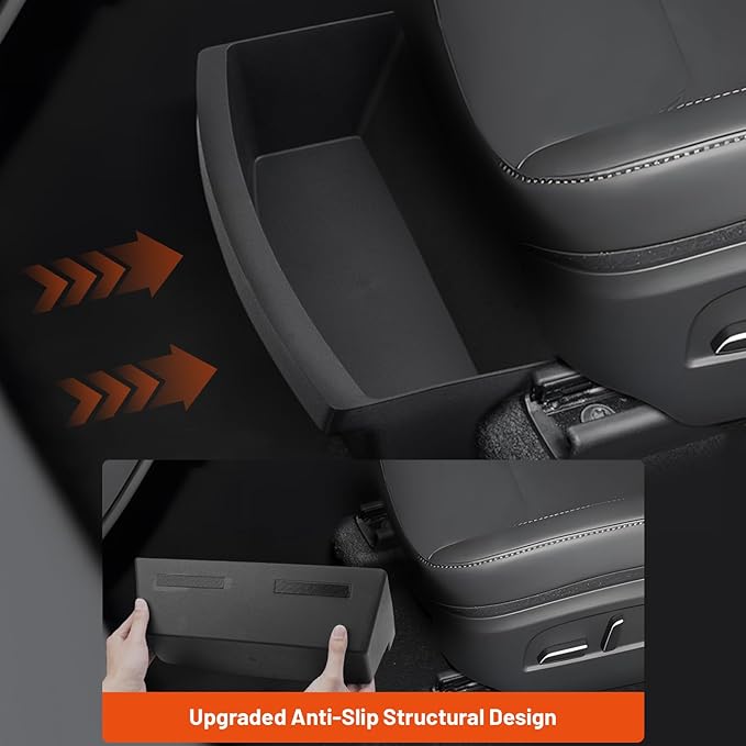 Under Seat Storage Organizer for Tesla Model Y 2025 2026 Refresh (Juniper), Upgraded TPE Double Layer Hidden Storage Box, 2pc