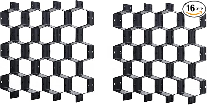 Drawer Splitter 16-piece Set Adjustable Honeycomb Organizer Tie Sock Organizer Underwear Panties Cosmetic Sorter (Black)