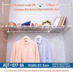 Hershii Tension Shelf Expandable Closet Organizer Adjustable Rod Heavy Duty Hanging Rail Rustproof DIY Storage Rack 4-Bar Ext