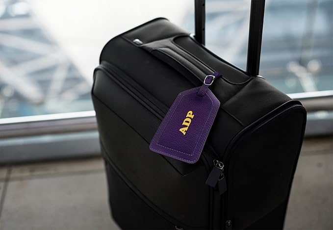 Personalized Monogrammed Leather Luggage Tags - 2 Pack