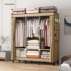Portable Closet, 51.18" Large Capacity Clothing Storage Organizer with 3 Hanging Rods 6 Shelves 18 Side Pockets, Dustproof St