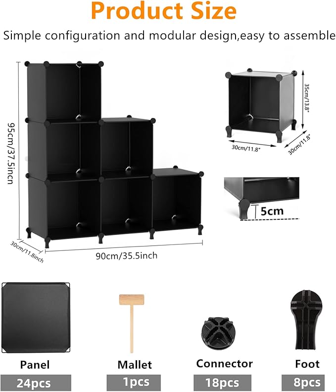 AWTATOS Cube Storage Organizer, Storage Cubes Shelves Bookshelf, 6 Cube Closet Organizers and Storage, DIY Stackable Plastic 