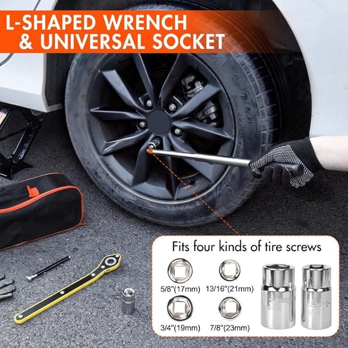 Scissor Car Jack 2 Ton (4409 lbs) Tire Changing Kit with Lug Wrench - Emergency Kit for Car, SUV, MPV