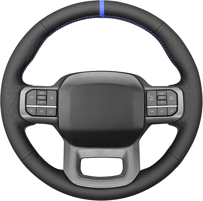 MEWANT Steering Wheel Covers for Ford F-150 2021-2023 / F-150 Lightning 2022-2023 Hand-Stitched F150 Steering Wheel Wrap