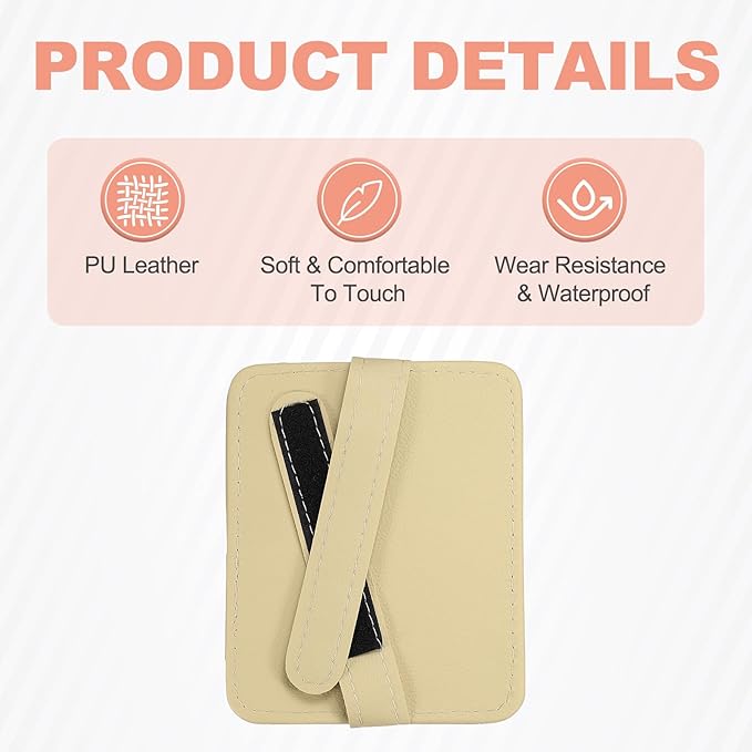HARFINGTON 2Pcs Car Sun Visor Organizer 6.02" x 4.76" Leather Multi-Pocket Visor Card Sleeve Pocket Car Truck SUV Interior Storage Pouch for Driving License Credit Card Bill Sunglasses, Beige