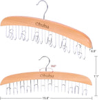 Belt Hanger Organizer for Closet: Ohuhu 2 Pack 12 Hooks Max 36 Belts Tie Rack Wooden Belt Holder for Storage 360 Degree Rotat