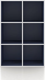 Homes: Inside + Out Apexa 6-Cube Storage Organizer Shelves, Stackable Wood Bookcase Fits Cubby Bins for Organization, Dorm Te