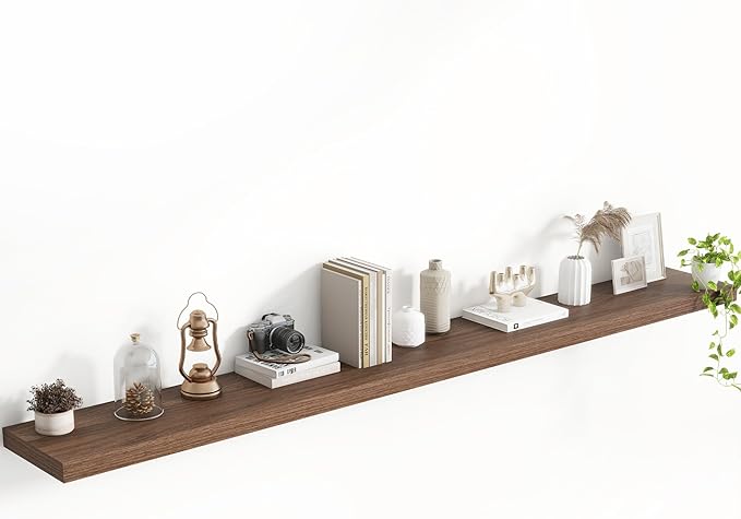 72 Inch Floating Shelves, 8 Inch Deep Floating Shelves for Wall, Hanging Shelf with Invisible Brackets, Deep Shelves for Bath