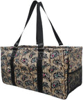 NGIL Extra Large Utility Tote Reusable Grocery Bag Oversized Collapsible for Groceries, Storage, Picnic, Beach (Aztec Cow-Black)