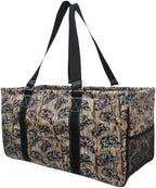 NGIL Extra Large Utility Tote Reusable Grocery Bag Oversized Collapsible for Groceries, Storage, Picnic, Beach (Aztec Cow-Black)