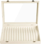 Frebeauty 15 Hooks Necklace Tray Velvet Neckalce Organizer with Clear Lid Lockable Necklace Holder Box Jewelry Organizer for 