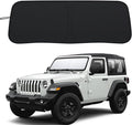 Premium Windshield Sun Shade for 2018-2026 Jeep Wrangler JL JLU & 2020-2026 Jeep Gladiator, Reflective 310T Material Front Window Sun Visor Blocks UV Rays Foldable Sunshade with Storage Pouch