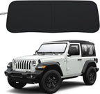 Premium Windshield Sun Shade for 2018-2026 Jeep Wrangler JL JLU & 2020-2026 Jeep Gladiator, Reflective 310T Material Front Window Sun Visor Blocks UV Rays Foldable Sunshade with Storage Pouch