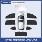 8pcs Car Window Shades for Toyota Highlander 2020-2025, Full Car Window Covers for Privacy, Sunshades for Highlander Front Rear Windshield Side Windows to Block UV and Protect Privacy