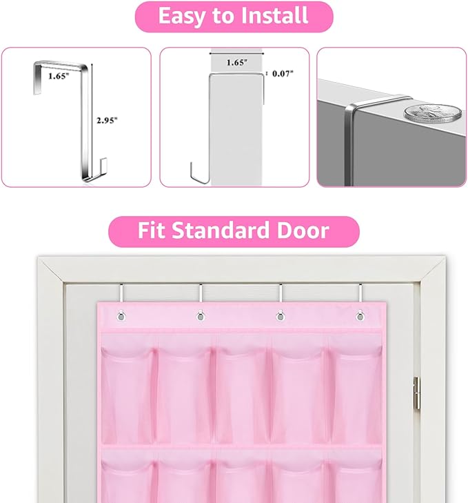 MISSLO 35 Large Pockets Over The Door Shoe Organizer Sturdy Oxford Fabric Hanging Shoe Rack for Door Mesh Closet Shoe Holder 