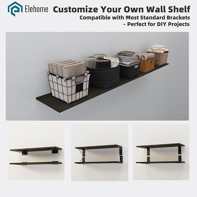 Floating Shelf Board for Wall 5/8" – 1 Pack Board Only, No Brackets – 72" L x 10" W x 0.6" T Ash Melamine Wood Floating Shelv