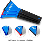 NEWISHTOOL Window Tint Squeegee Rubber with Handle, 3 PCS Different Durometer Blades Long Handle Rubber Squeegee, Water Wiper Swiper for Windshield Cleaning Window Film Application PPF Installation