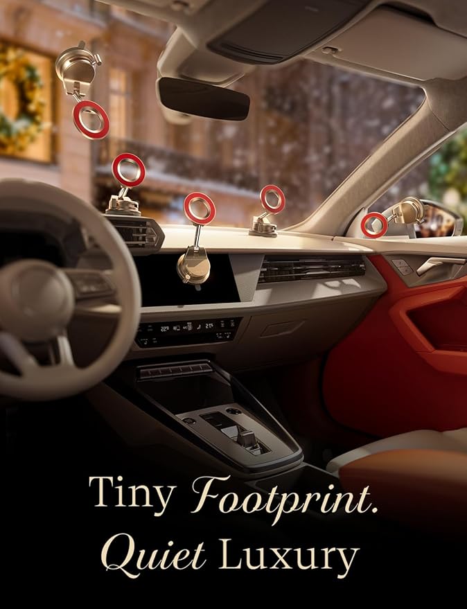 LISEN for Magsafe Car Mount, Cell Phone Holders for Your Car, Magnetic Car Accessories for Women Men Truck Jeep BMW, Vacuum Gifts Kits for iPhone 17 Pro Max 16 15 14 13 12, Samsung S26, Gold Red