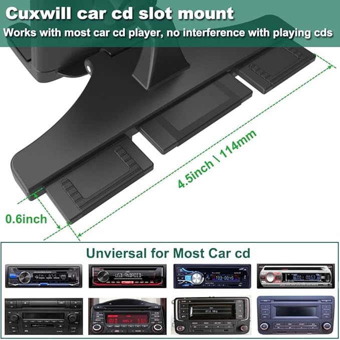Car CD Slot Mount Tablet Holder for 4-13" iPad & Phone, Universal 360° Rotation Car Truck Front CD Player Tablet Mount for iPad Pro 12.9 Air Mini Generation, Galaxy Z Fold 4 3, iPhone