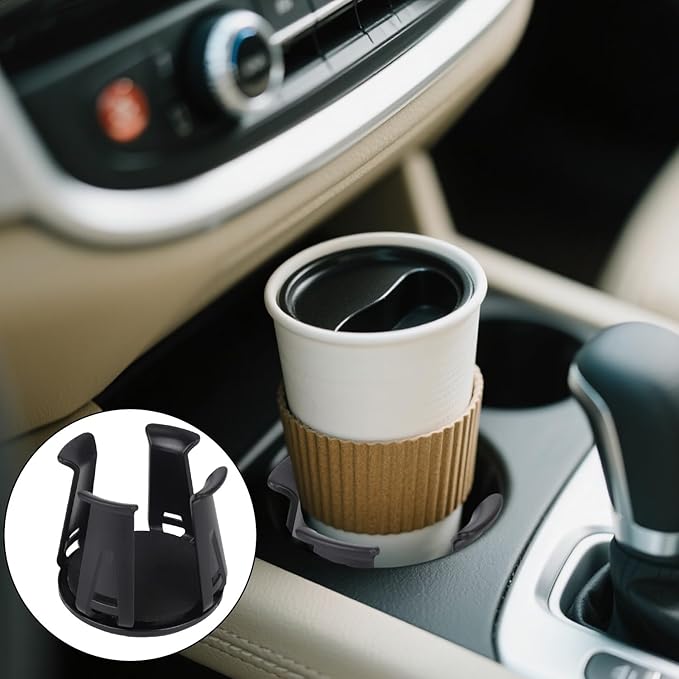 4pcs Car Cup Holders Insert, Self-Adhesive Automotive Cupholder Expander Wiggle Free Design Easy to Use Automotive Interior Roaster Accessories for Fixing Water Cups and Drinks (Black)