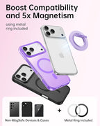 SYNCWIRE Magnetic Phone Ring Holder for MagSafe, 360° Rotation Cell Phone Grip Stand Finger Ring Kickstand Two-Sided Magnet Compatible with iPhone 17 Pro Max 16 15 14 13 12 MagSafe Accessories