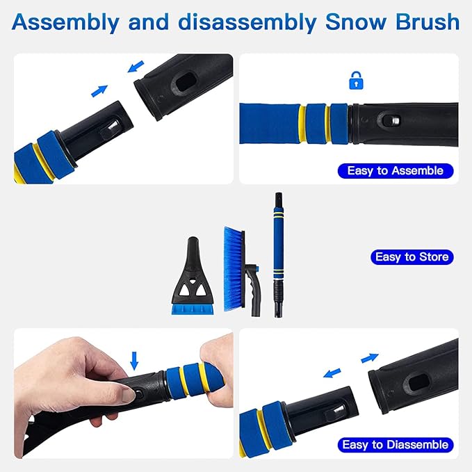Kairiyard Ice Scrapers for Car Windshield, Upgraded 31 Inch Snow Scraper and Brush Combo Extendable 360° Pivoting Ice Snow Removal Tool for Car, Truck, SUV, Christmas(Blue)