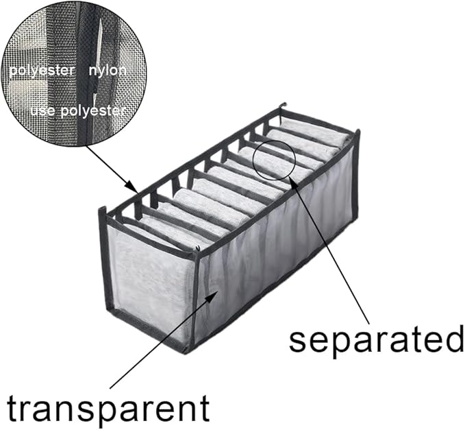 HSLFUAI Bra Organizer for Drawer, 2 Pack Bras Storage Organizer with Compartments, Drawer Organizer for Bras (White-6S-2PCS)
