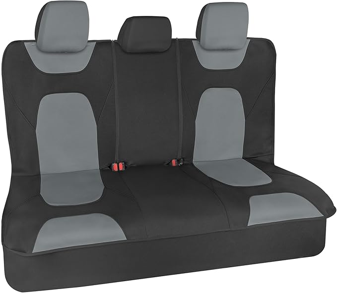 Motor Trend Waterproof Car Seat Covers Full Set – Black & Gray Seat Covers for Car Front & 60/40 Split Back Bench - Carseat C