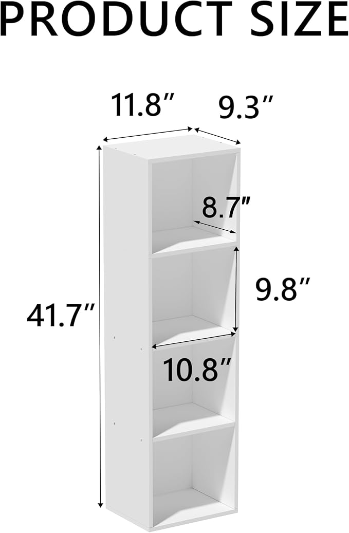 4 Cube Storage Organizer,Wooden 4-Tier Open Shelf Bookshelf,Versatile Storage Cubes for Living Room，Bedroom,Home Office,(Whit