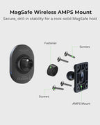 Car Cell Phone Holder with AMPS Mounting Plate - Wireless Magnetic Car Mount Charger - Stand Compatible with iPhone 14/15/16/17/Samsung, Fast Charging (Drill Base AMPS Plate)