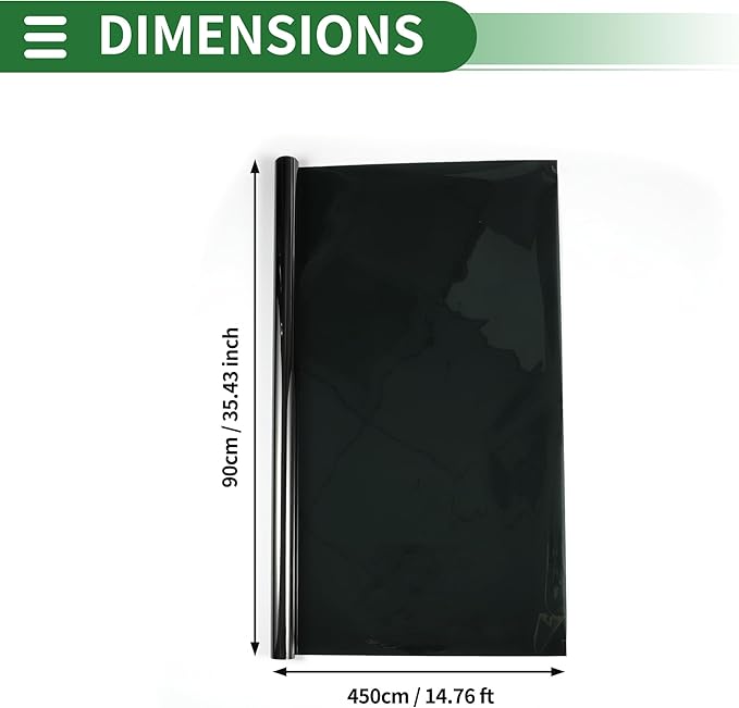 Motoforti Nano Ceramic Car Window Tint Film VLT 16% IRR 74% UVR 98% Black Green 14.76 ft x 35.43 Inch Privacy Film 2mil PET 1 Pc