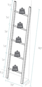 Solid Wood Decorative Ladder - Leaning Blanket Rack for Home Decor Walnut