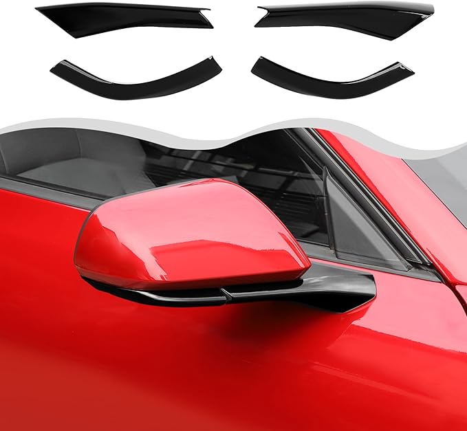 Rearview Side Mirror Decoration Trim Cover Compatible with Mustang IExterior Accessories 2024 2025(Black)