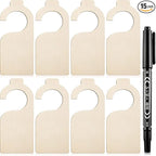 Patelai 14 Pcs Blank Wooden Clothing Rack Divider with Marker Pen Closet Blank Organizers Hanger Separators Hanging Closet Di