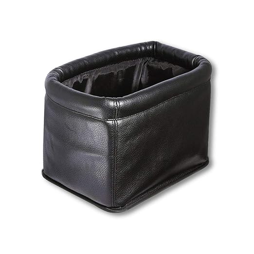 Leather Car Trash Can, Luxury Car Organizer, Leakproof Garbage Can for Car and Trucks, Black
