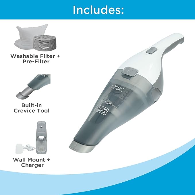 BLACK+DECKER dustbuster Cordless Handheld Vacuum, Portable Car Vacuum Cordless Rechargeable, Wall Mount, Strong Suction Quick