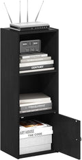 Furinno LUDER Book Shelf, 3-Tier Modern Bookshelf, Bookcase with 1 Door Storage Cabinet, 9.3 x 12 x 31.5, for Organization an