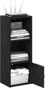 Furinno LUDER Book Shelf, 3-Tier Modern Bookshelf, Bookcase with 1 Door Storage Cabinet, 9.3 x 12 x 31.5, for Organization an