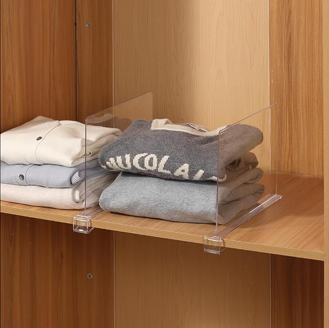 8-Pack Clear Shelf Dividers - Purse Organizer for Closet - Shelf Dividers for Closet Organization - Sweater Storage for Close