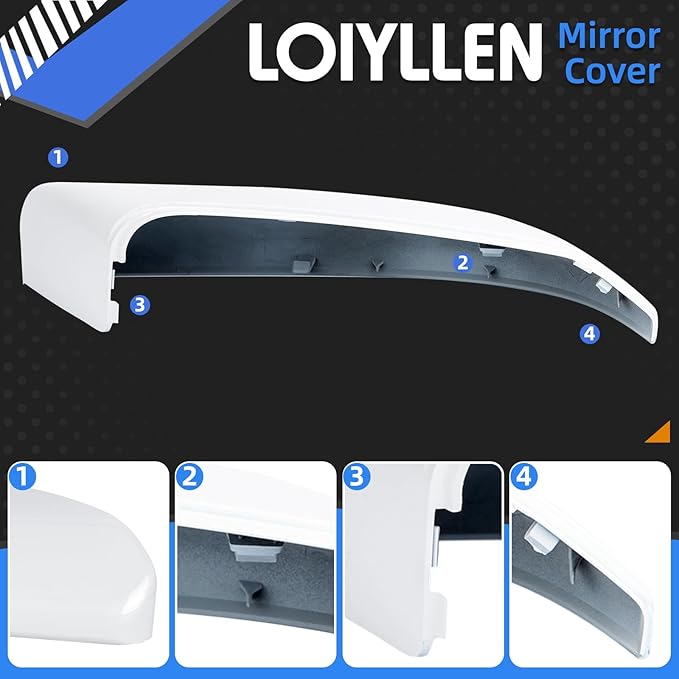 Passenger Side Mirror Cover Replacement for Honda Civic 2016-2021, Insight 2019-2021 - Right Side Mirror Covers, Rear View Mirrors Cap White