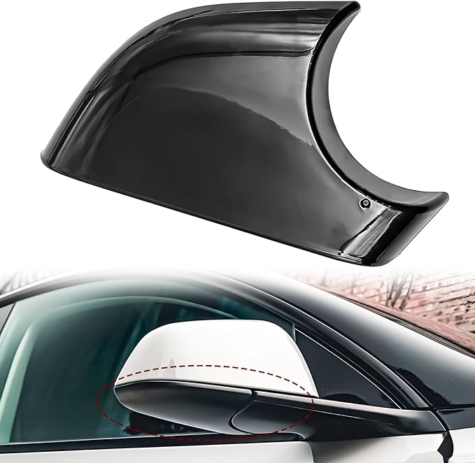 Pleoos Right Drive Side Rearview Mirror Lower Cover Compatible with Model Y 2018-2024, Side Mirror Cover Replacement, Base Trim Bottom Cover and Door Wing Mirror Cap Accessories (Black, Right)
