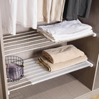 Hershii Extendable Closet Shelf Wardrobe Rail Metal Hanging Rod Storage Rack Expanding Clothes Divider Separator Organizer fo
