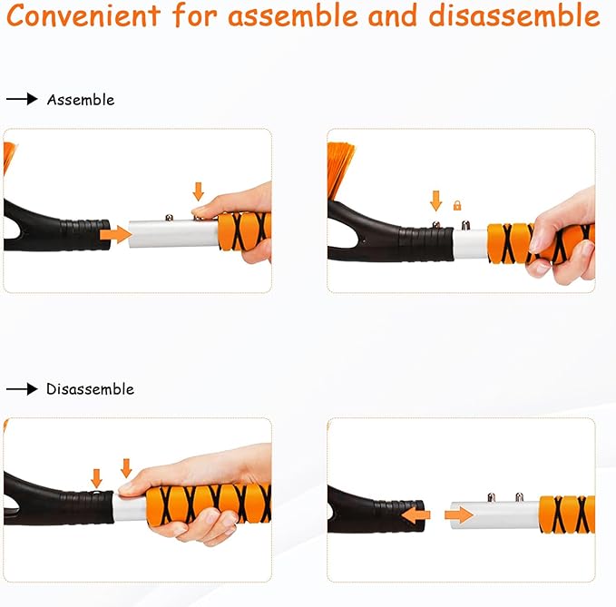 27'' Snow Brush and Ice Scrapers for Car Windshield, 2-in-1 Car Accessories Detachable Snow Ice Scraper and Brush with Foam Grip for Cars, Trucks, SUVs