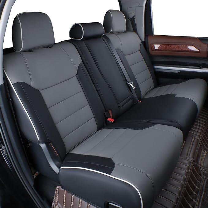 EKR Custom Fit Tacoma Leather Car Seat Covers for Select Toyota Tacoma 2012 2013 2014 2015 (TRD Sport Seats)- Full Set, Leath