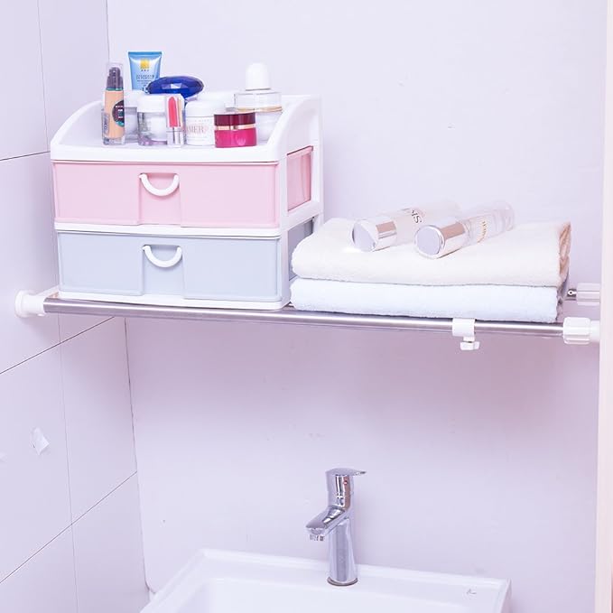 Hershii Expandable Closet Tension Shelf Rod Adjustable Storage Rack Heavy Duty DIY Organizer Divider for Wardrobe Cupboard Ki