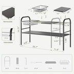 NETEL Under Sink Organizers and Storage, 2 Tier Expandable Under Cabinet Organizer Shelf with 2 Baskets and 6 Panels, Expanda